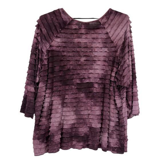 Catherine’s Tiered Ruffle Womens Top Sz 4X Whimsigoth Boho Indie Tie Dye FLowy - Picture 6 of 9
